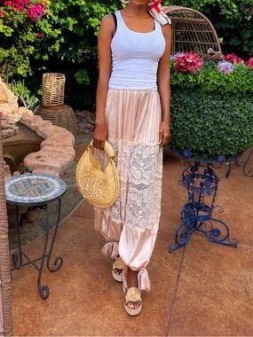 Blush Lace Satin pants